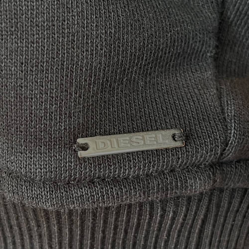 Diesel Convertible Black Sweatshirt with Faux Leather Trim and Silver Snaps - Picture 8 of 12